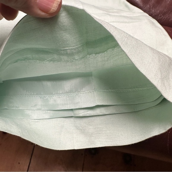 Ann Taylor Factory Mint Green Linen Cropped Wide Leg Pants, Fully Lined, 6 EUC - Picture 8 of 8